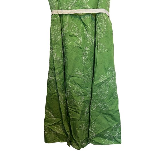 Danny & Nicole Green Floral Midi Dress Sleeveless Womens Size 14 Polyester Cotto - Picture 2 of 6